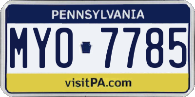 PA license plate MYO7785