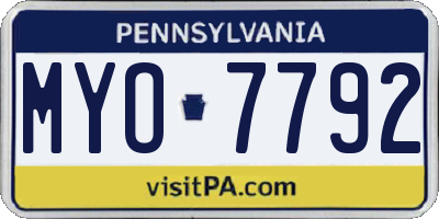 PA license plate MYO7792