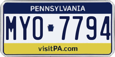 PA license plate MYO7794