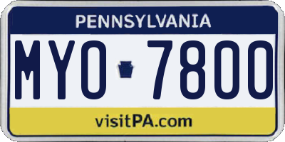 PA license plate MYO7800