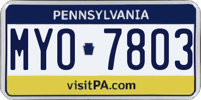 PA license plate MYO7803