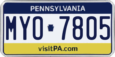 PA license plate MYO7805