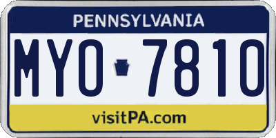 PA license plate MYO7810