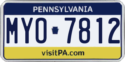 PA license plate MYO7812