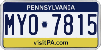 PA license plate MYO7815