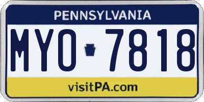 PA license plate MYO7818