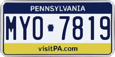 PA license plate MYO7819
