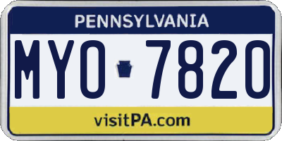 PA license plate MYO7820