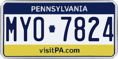PA license plate MYO7824