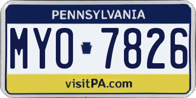 PA license plate MYO7826