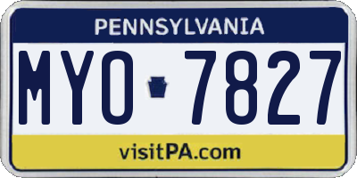 PA license plate MYO7827