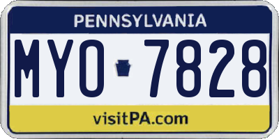 PA license plate MYO7828