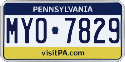PA license plate MYO7829
