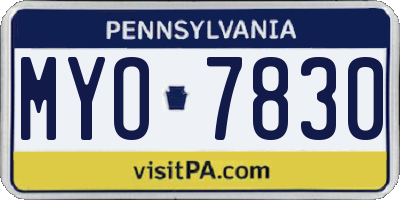 PA license plate MYO7830
