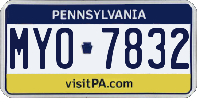 PA license plate MYO7832