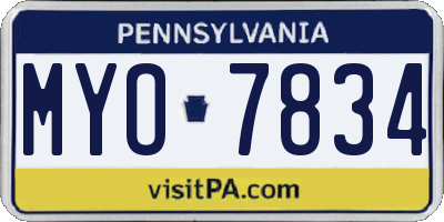 PA license plate MYO7834