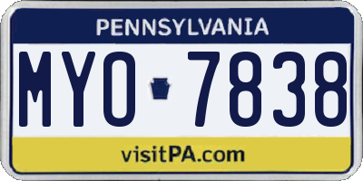 PA license plate MYO7838