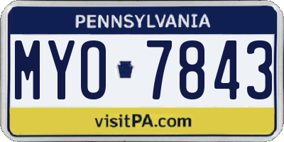PA license plate MYO7843