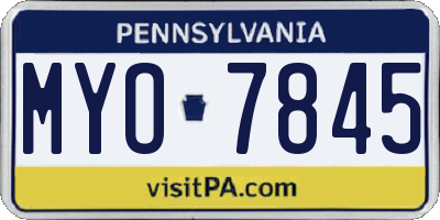 PA license plate MYO7845