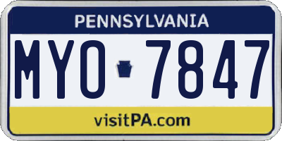 PA license plate MYO7847