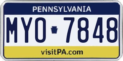 PA license plate MYO7848