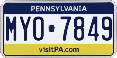 PA license plate MYO7849