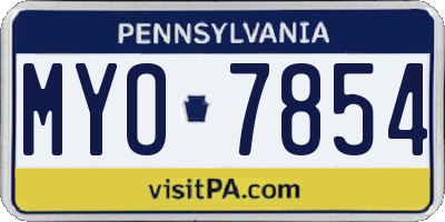 PA license plate MYO7854