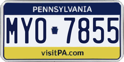 PA license plate MYO7855