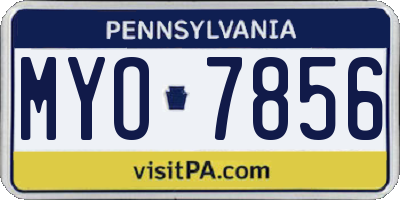 PA license plate MYO7856