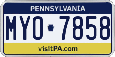 PA license plate MYO7858