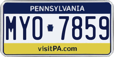 PA license plate MYO7859