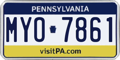 PA license plate MYO7861