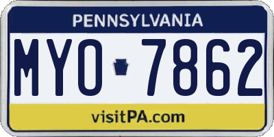 PA license plate MYO7862