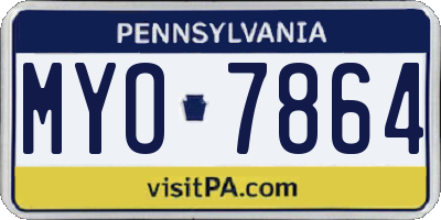 PA license plate MYO7864