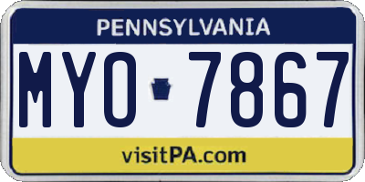 PA license plate MYO7867