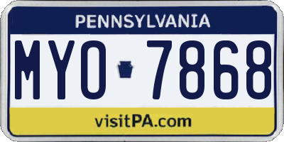 PA license plate MYO7868
