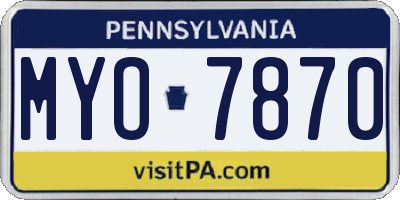 PA license plate MYO7870