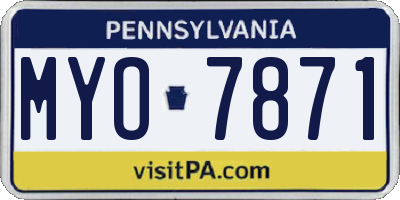 PA license plate MYO7871