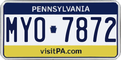 PA license plate MYO7872
