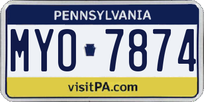 PA license plate MYO7874