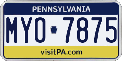 PA license plate MYO7875