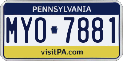PA license plate MYO7881