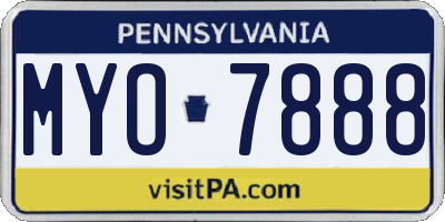 PA license plate MYO7888