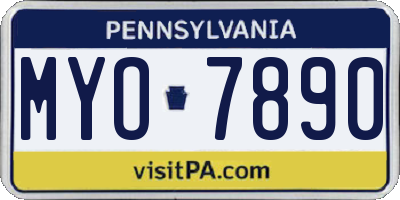 PA license plate MYO7890
