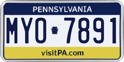 PA license plate MYO7891