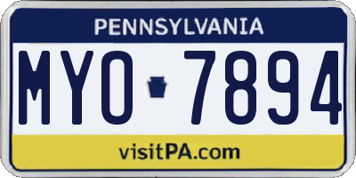 PA license plate MYO7894