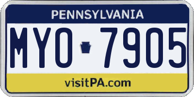 PA license plate MYO7905