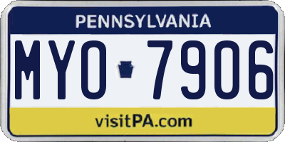 PA license plate MYO7906