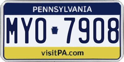 PA license plate MYO7908