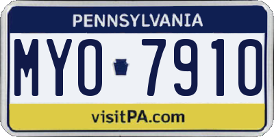 PA license plate MYO7910